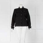 7 For All Mankind Black Denim Jacket With Frill Hem & Cuffs