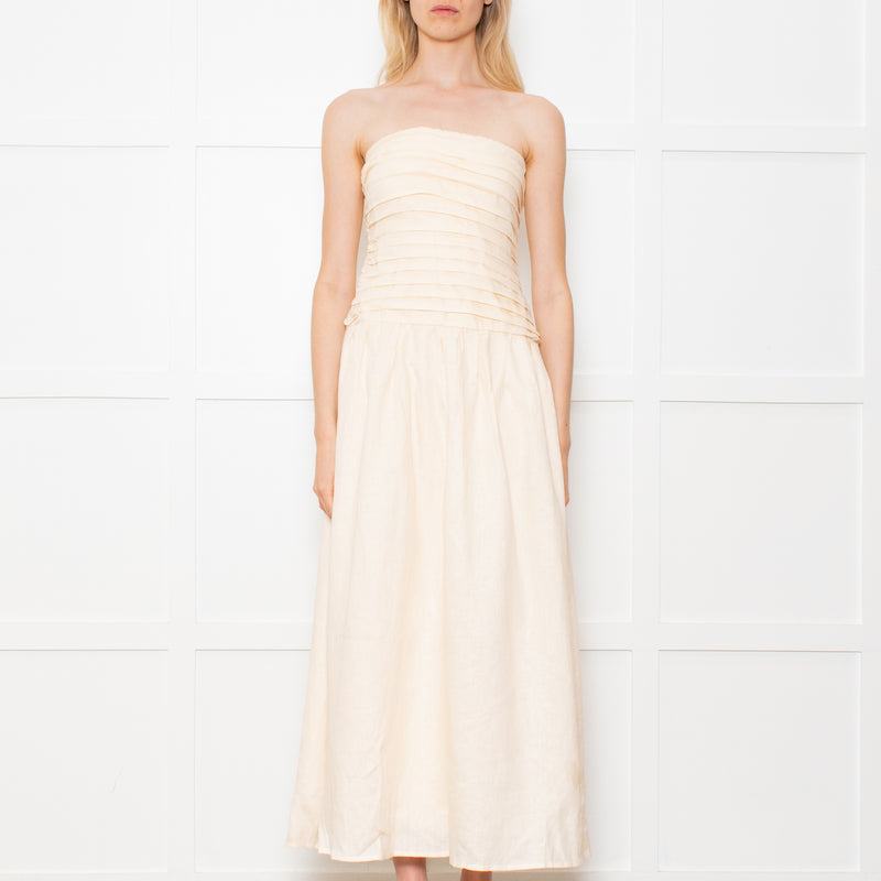 DISSH Catania Cream Linen Strapless Dress