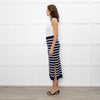 Polo Ralph Lauren Navy White Striped Cable- Knit Midi Skirt