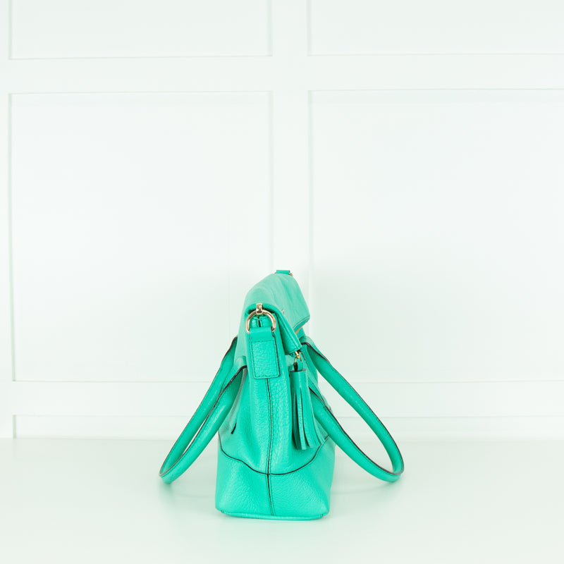 Kate Spade Turquoise Green Leather Multiway Tote Bag