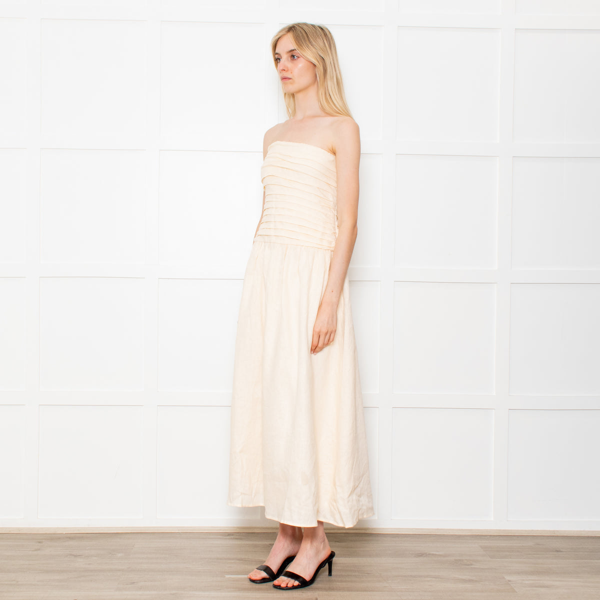 DISSH Catania Cream Linen Strapless Dress
