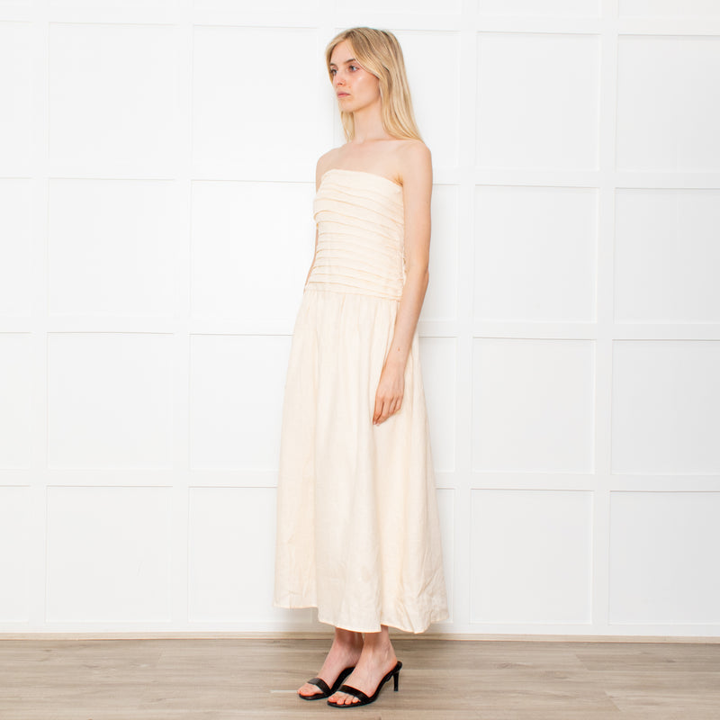 DISSH Catania Cream Linen Strapless Dress