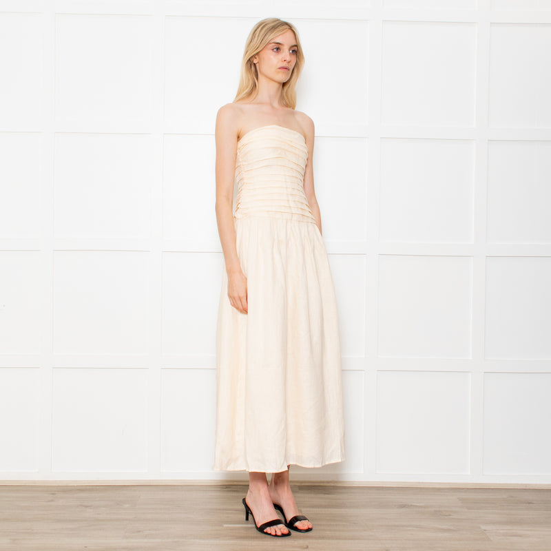 DISSH Catania Cream Linen Strapless Dress