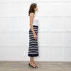 Polo Ralph Lauren Navy White Striped Cable- Knit Midi Skirt