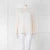 Fendi Cream Neck Tie Long Sleeve Top