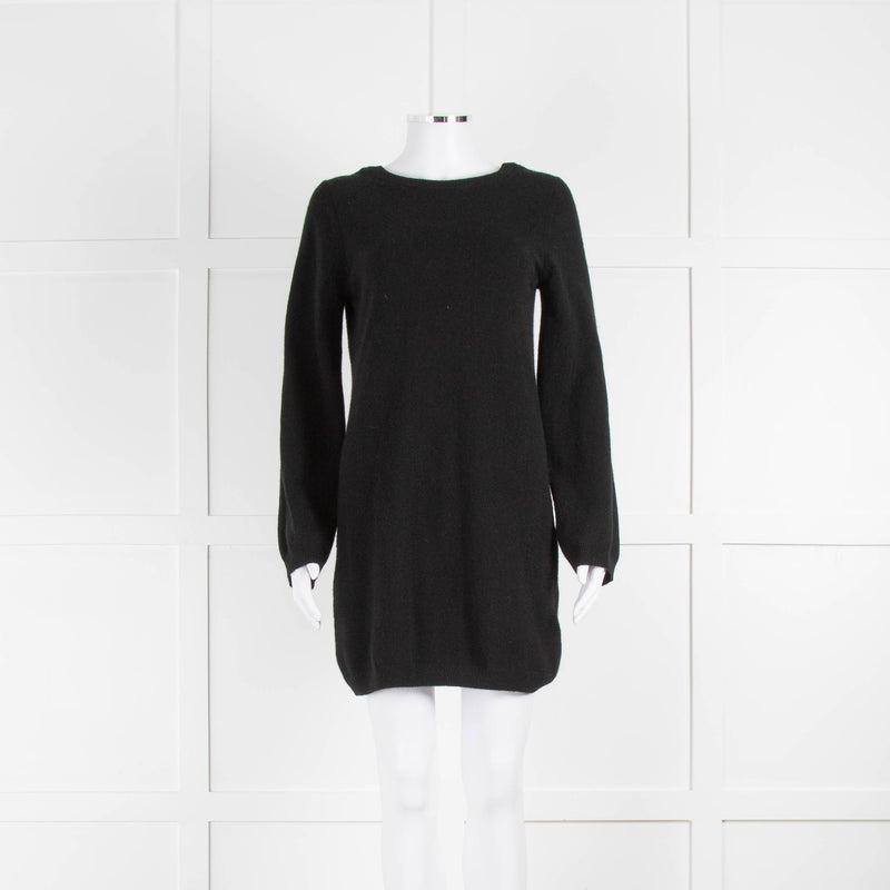 Equipment Black V Neck Wide Sleeve Cashmere Jumper Dress
