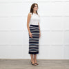 Polo Ralph Lauren Navy White Striped Cable- Knit Midi Skirt