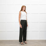 The Row Dark Green High-Waisted  Heavy Cotton Trousers