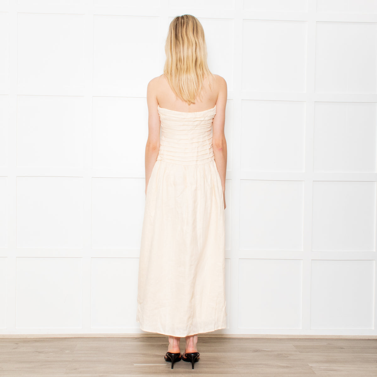 DISSH Catania Cream Linen Strapless Dress