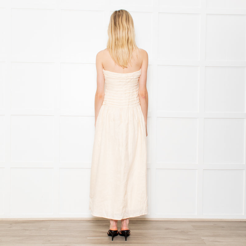 DISSH Catania Cream Linen Strapless Dress