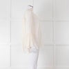 Fendi Cream Neck Tie Long Sleeve Top