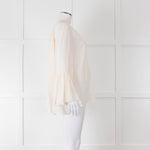Fendi Cream Neck Tie Long Sleeve Top