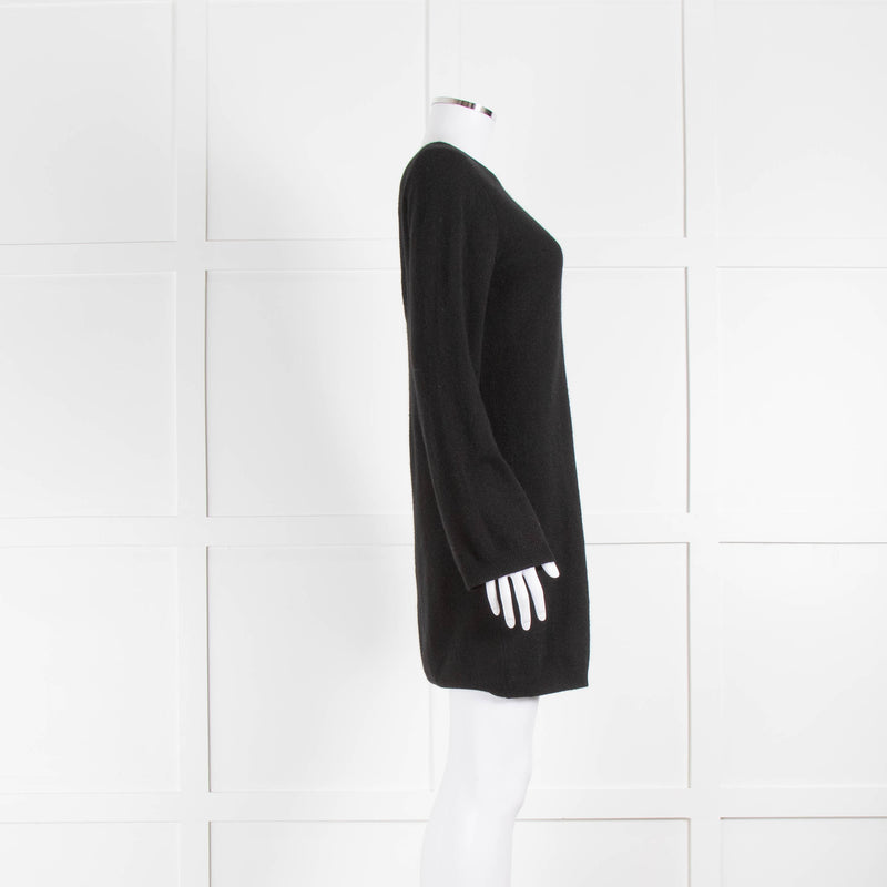 Equipment Black V Neck Wide Sleeve Cashmere Jumper Dress