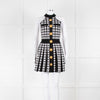Balmain Black & White Pleated Houndstooth Knit Mini Dress