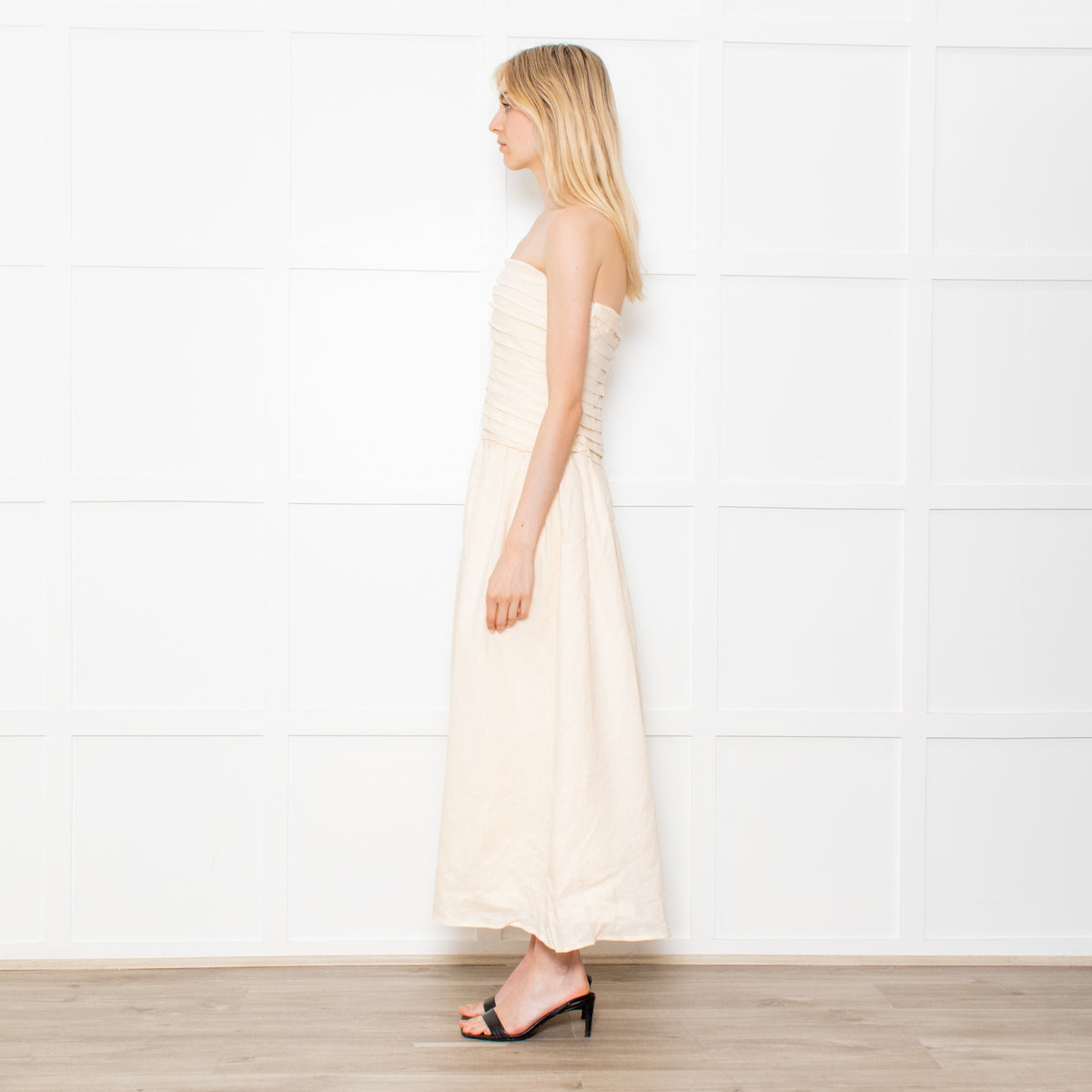 DISSH Catania Cream Linen Strapless Dress