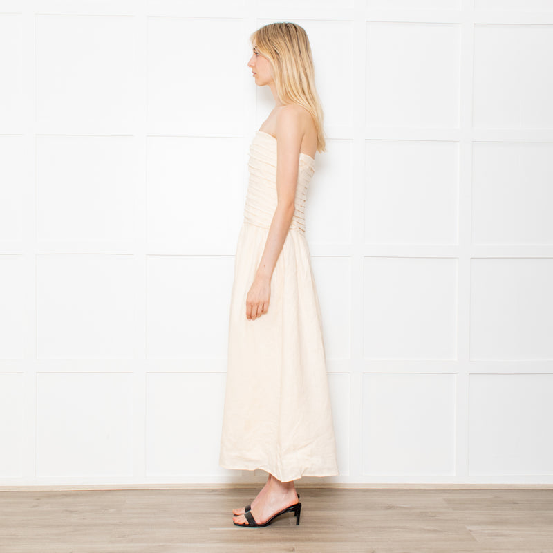 DISSH Catania Cream Linen Strapless Dress