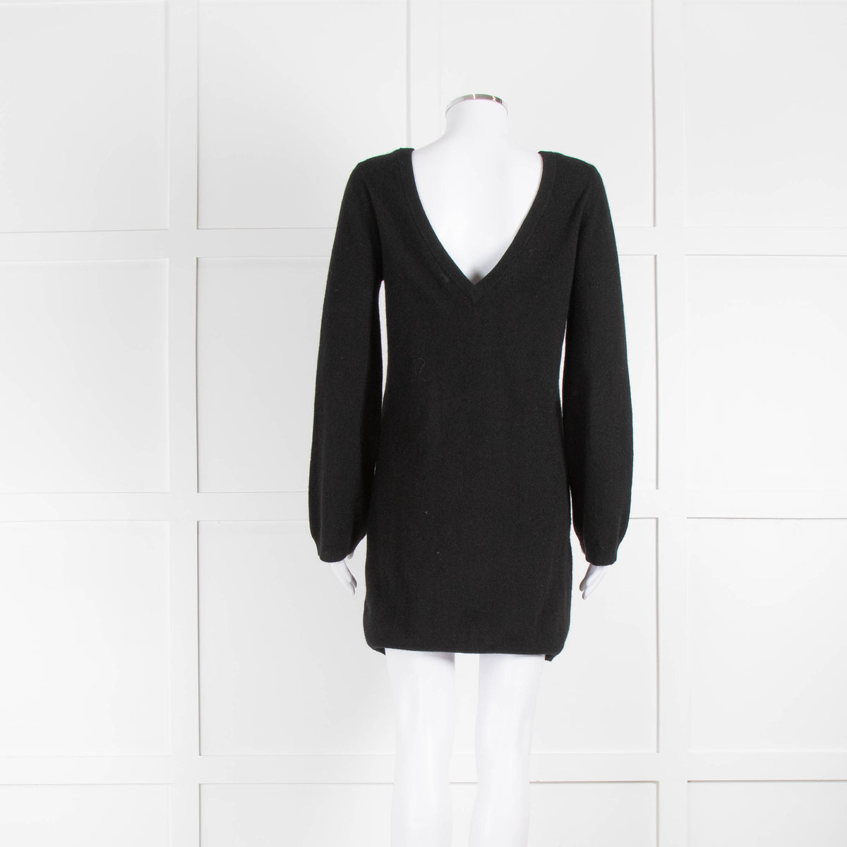 Equipment Black V Neck Wide Sleeve Cashmere Jumper Dress