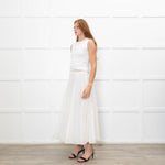 Christian Dior Cream Silk Polka Embroidered Maxi Skirt