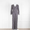 Max Mara Midnight Blue White Star Print Silk Maxi Dress