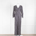Max Mara Midnight Blue White Star Print Silk Maxi Dress