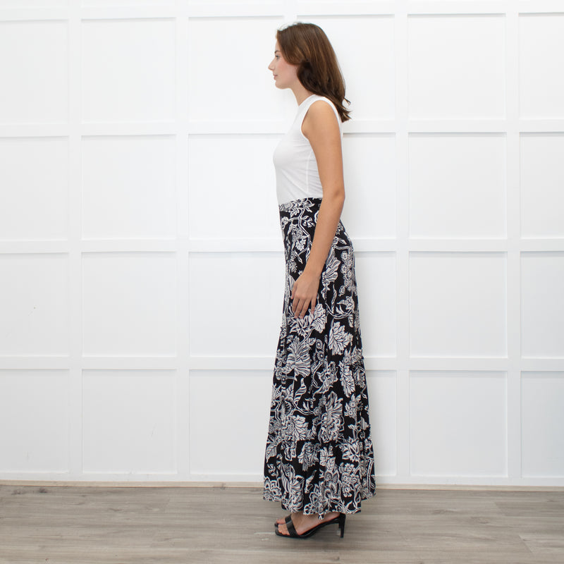 Ridley Black White Floral Maxi Skirt