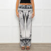 Hale Bob Grey Abstract Mandala Print Fold Waist Flared Trouser