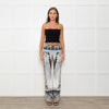 Hale Bob Grey Abstract Mandala Print Fold Waist Flared Trouser