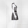 Balmain Black & White Pleated Houndstooth Knit Mini Dress