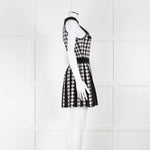 Balmain Black & White Pleated Houndstooth Knit Mini Dress