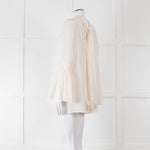 Fendi Cream Neck Tie Long Sleeve Top