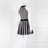 Balmain Black & White Pleated Houndstooth Knit Mini Dress