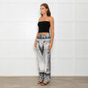 Hale Bob Grey Abstract Mandala Print Fold Waist Flared Trouser