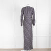 Max Mara Midnight Blue White Star Print Silk Maxi Dress