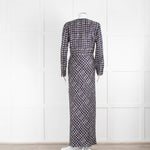 Max Mara Midnight Blue White Star Print Silk Maxi Dress