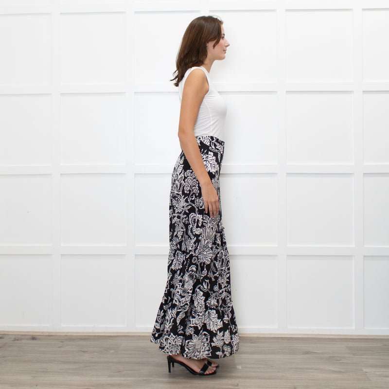 Ridley Black White Floral Maxi Skirt