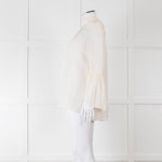 Fendi Cream Neck Tie Long Sleeve Top