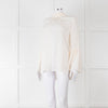 Fendi Cream Neck Tie Long Sleeve Top