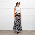 Ridley Black White Floral Maxi Skirt