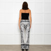 Hale Bob Grey Abstract Mandala Print Fold Waist Flared Trouser