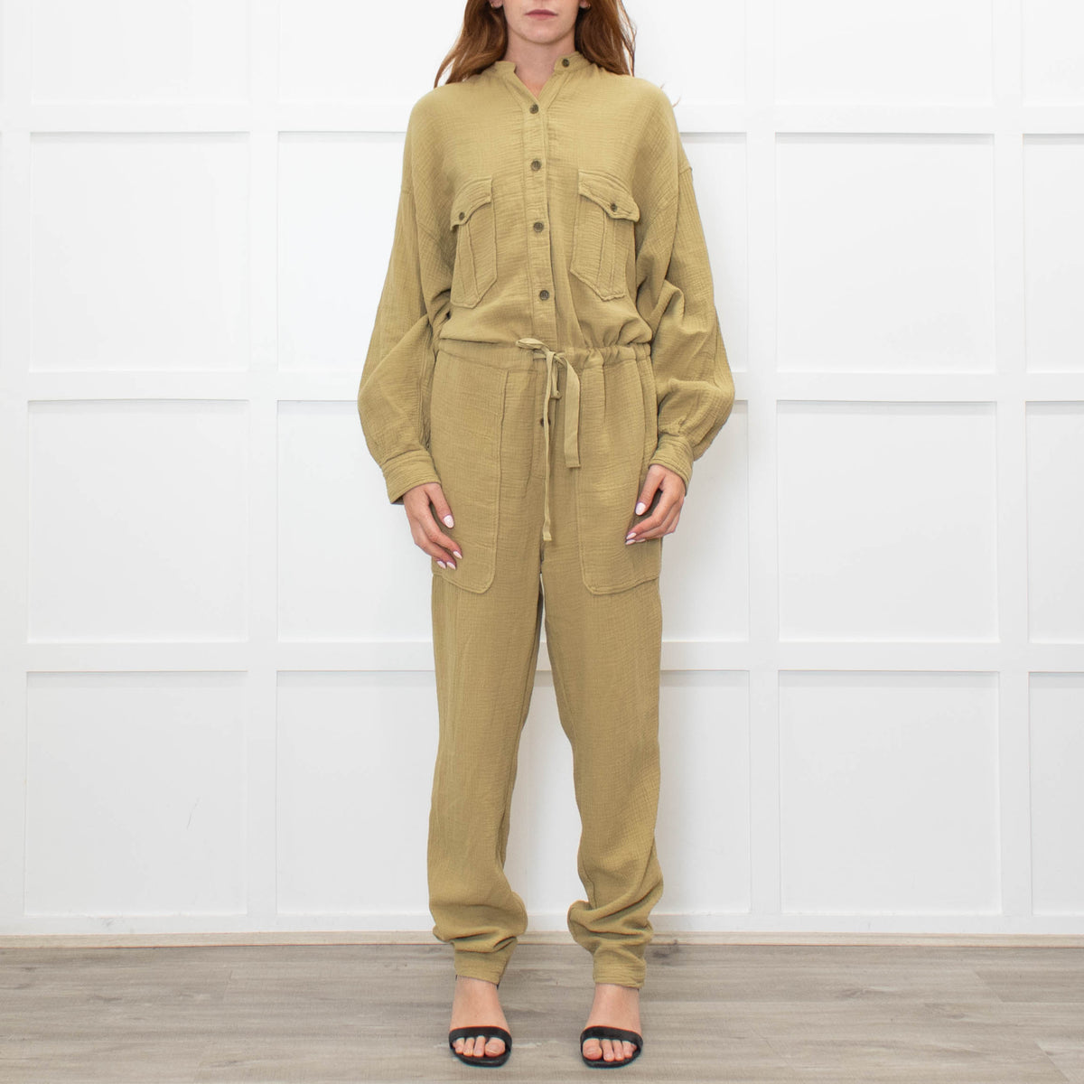 Isabel Marant Etoile Olive Green Cheesecloth Jumpsuit