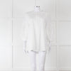 Max Mara Studio White Cotton Embroidered Sleeve Top