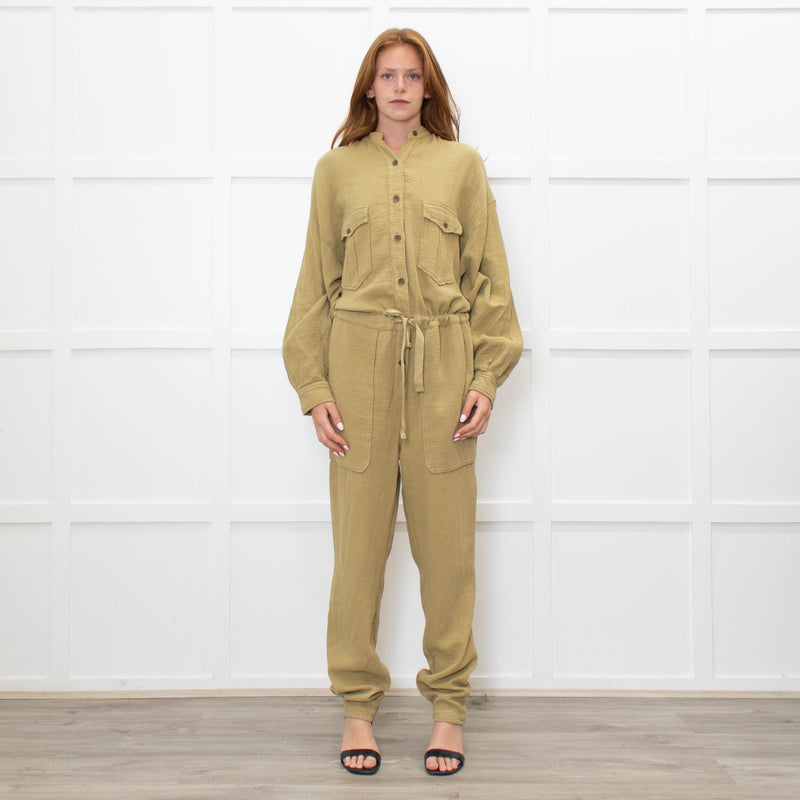 Isabel Marant Etoile Olive Green Cheesecloth Jumpsuit