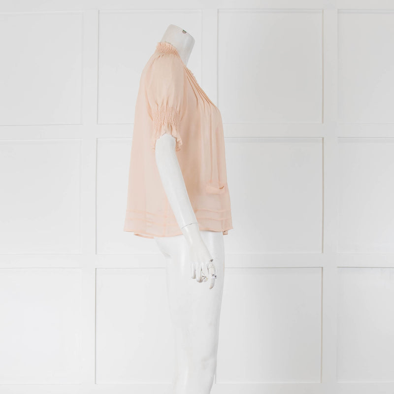 See By Chloe Pink Chiffon Blouse  with Frill Short Sleeve