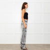 Hale Bob Grey Abstract Mandala Print Fold Waist Flared Trouser