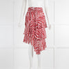 Etoile Isabel Marant Red White Zebra Print Frilled Skirt