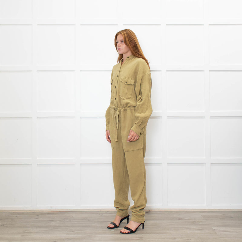 Isabel Marant Etoile Olive Green Cheesecloth Jumpsuit
