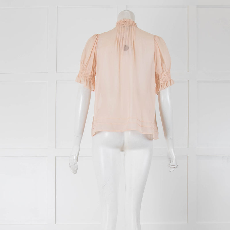 See By Chloe Pink Chiffon Blouse  with Frill Short Sleeve
