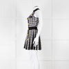 Balmain Black & White Pleated Houndstooth Knit Mini Dress