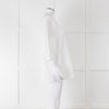 Max Mara Studio White Cotton Embroidered Sleeve Top