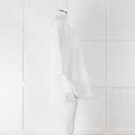 Max Mara Studio White Cotton Embroidered Sleeve Top